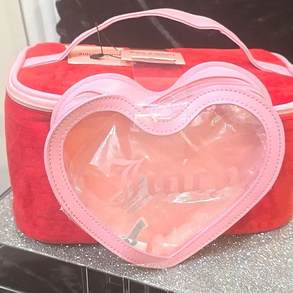 Juicy Couture Heart & Crown Embossed Velour‎ & Transparent Heart-Shaped Cosmetic